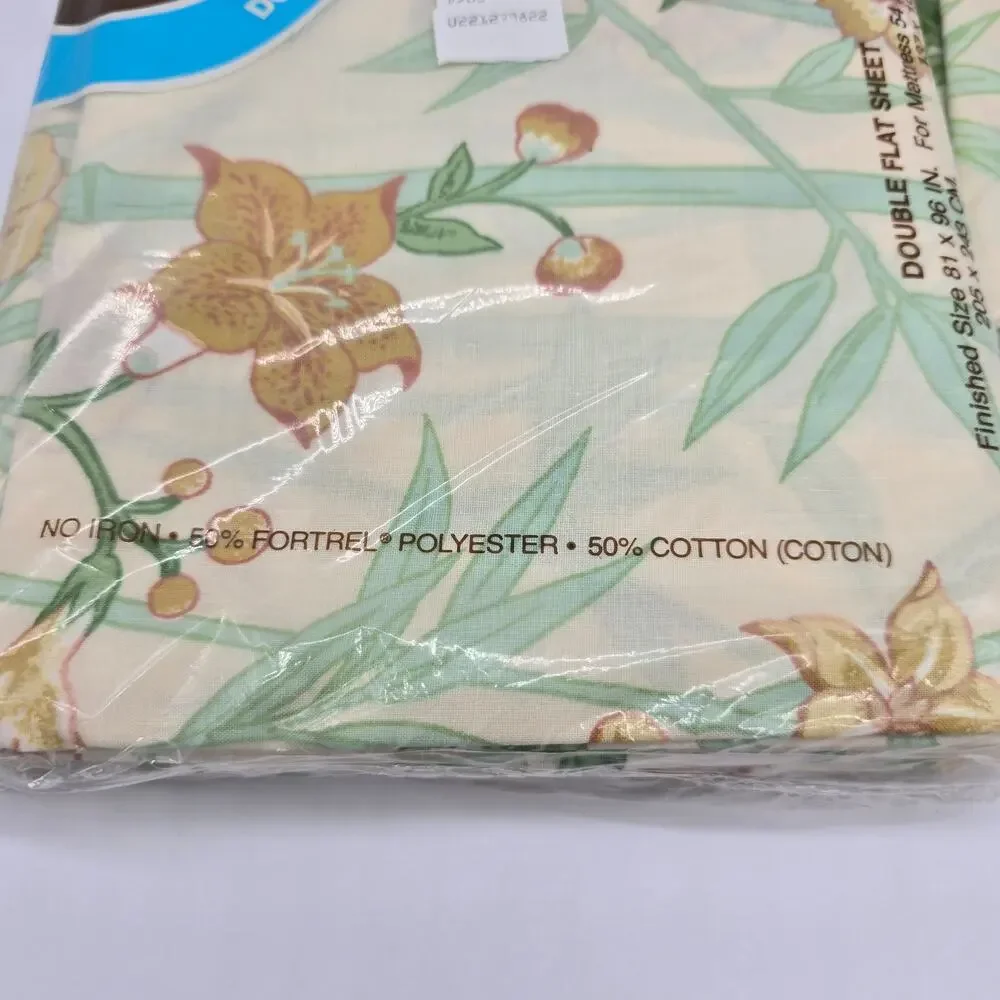 Vintage NOS Room Concepts Cotton Blend Double Sheet Set Flat & Fitted China Song